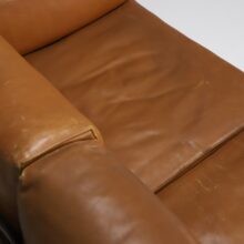 Tobia Scarpa vintage 'Bastiano' 3 seater sofa for Gavina in walnut & cognac leather 1970s Italian design 8