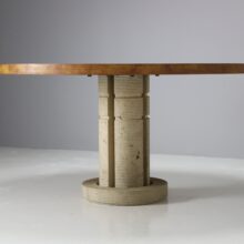 Vintage Italian dining table in burlwood and travertine in the manner of Saporiti Giovanni Offredi 1970s 3