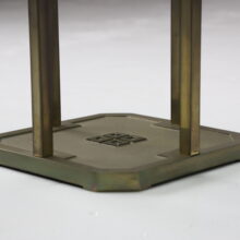Vintage T18 side table by Peter Ghyczy in patinated brass & glass 1970s Dutch design 2