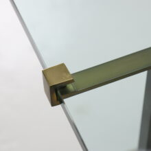 Vintage T18 side table by Peter Ghyczy in patinated brass & glass 1970s Dutch design 6