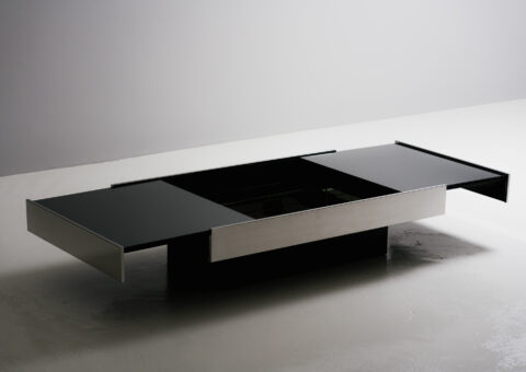 Willy Rizzo coffee table with hidden bar for Cidue Italy 1970s Stijn Doors - Fotografie 1