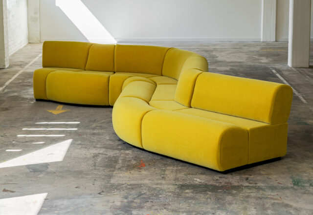 Large modular sofa in mohair velvet by Asko Finland 1970s vintage Finnish design sectional sofa 1