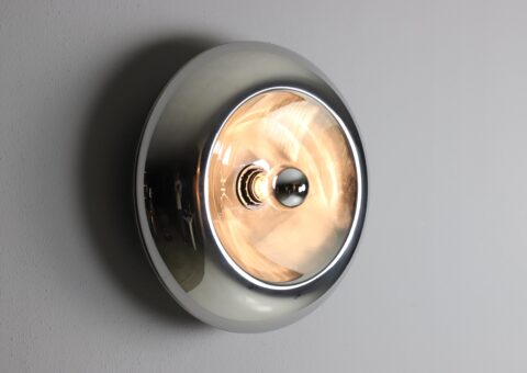 Goffredo Reggiani vintage Italian wall lamp in chromed metal 1970s 1