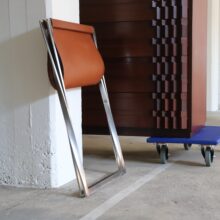 Poul Kjaerholm PK91 folding stool in original cognac leather for E. Kold Christensen Denmark vintage Danish design 1961 7