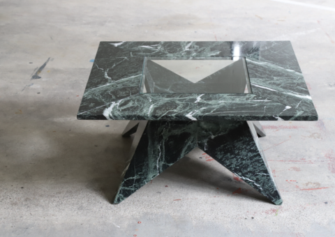 Rare 'Satelith' coffee table in Alpi Verde marble designed by Nigel Coates for Bigelli Marmi Italy 1993 1990s 11