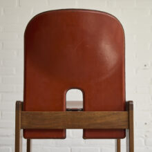 Set of 4 '121' dining chairs by Tobia & Afra Scarpa for Cassina in cognac leather and walnut vintage Italian design 1960s 4 Set of 4 '121' dining chairs by Tobia & Afra Scarpa for Cassina in cognac leather and walnut vintage Italian design 1960s 4