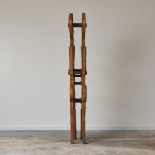 Mario Giovanetti large abstract sculpture in oak and metal Italy ca.1970 4
