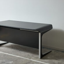 Alex Linder writing desk leather top aluminum legs 1970s Denmark Space Age 2