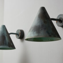 Hans-Agne Jakobsson 'Tratten' wall lamps in patinated copper for AB Markaryd Sweden 1950s 8