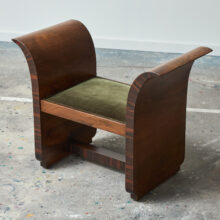 Italian Art Deco stool or side chair in walnut and velvet 1920s 1930s 3