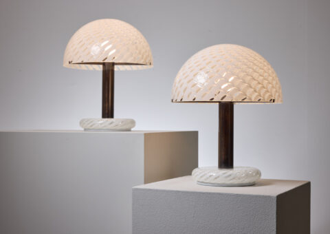 Carlo Nason LT 354 table lamps for Mazzega in Murano glass 1970s 1