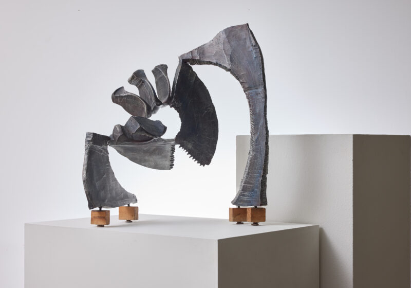Simon Benetton abstract sculpture in metal Italy 1971 1970s 1