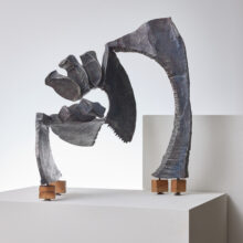 Simon Benetton abstract sculpture in metal Italy 1971 1970s 2