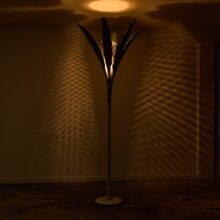 Angelo Lelii floor lamp with hammered brass leaves for Arredoluce 1950s 3