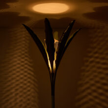 Angelo Lelii floor lamp with hammered brass leaves for Arredoluce 1950s 4