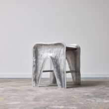 Rocco Dubbini surrealist design stool in cast aluminum and leather for Dubbini & Studio Italy 1990 2000s 3