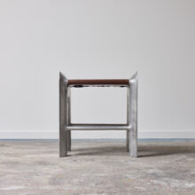 Rocco Dubbini surrealist design stool in cast aluminum and leather for Dubbini & Studio Italy 1990 2000s 5