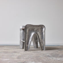 Rocco Dubbini surrealist design stool in cast aluminum and leather for Dubbini & Studio Italy 1990 2000s 7
