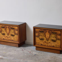 Pair of vintage Italian Art Deco bedside cabinets in walnut burlwood nightstand 1940s 3 Pair of vintage Italian Art Deco bedside cabinets in walnut burlwood nightstand 1940s 3