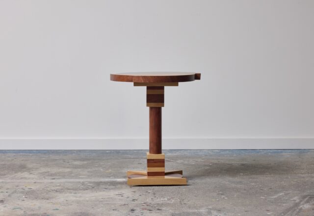 Postmodern Italian side table 1980s walnut beechwood 1