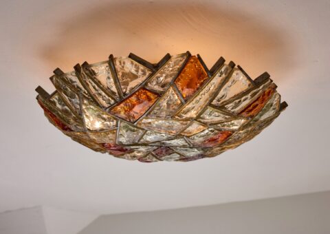 Murano Glass ceiling lamp by Poliarte Italy 1970s 1