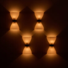 Set of 4 Italian wall lamps in layered opal glass and brass 1940s 1950s 7
