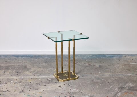 Peter Ghyczy T18 brass & glass side table 1970s 1