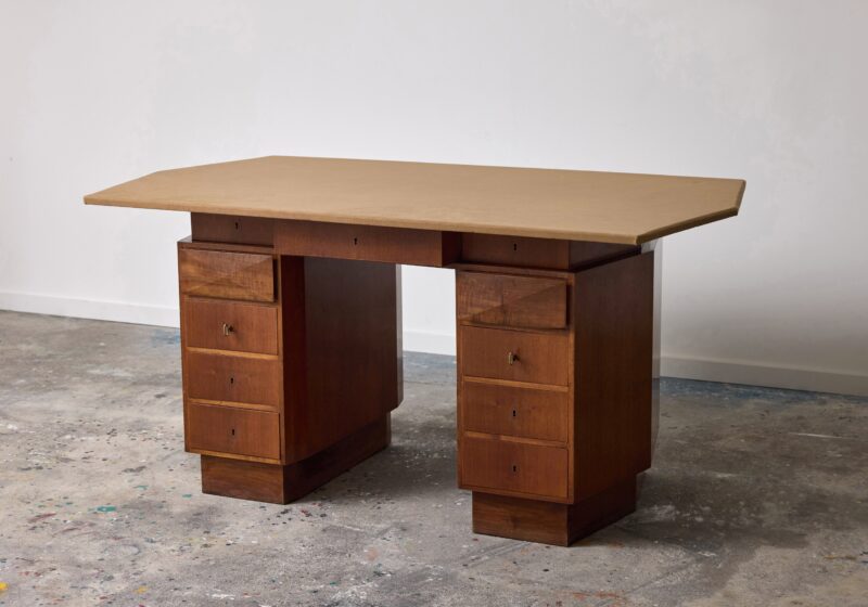 Italian Rationalist writing desk in walnut in the manner of Melchiorre Bega 1940s 1 Italian Rationalist writing desk in walnut in the manner of Melchiorre Bega 1940s 1