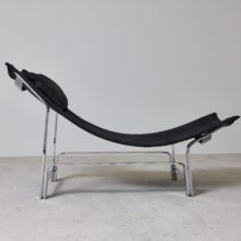 Italian lounge chair by Adalberto Dal Lago for Rossi Di Albizzate in chromed metal black leather 1970s 4 Italian lounge chair by Adalberto Dal Lago for Rossi Di Albizzate in chromed metal black leather 1970s 4