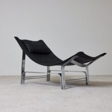 Italian lounge chair by Adalberto Dal Lago for Rossi Di Albizzate in chromed metal black leather 1970s 5 Italian lounge chair by Adalberto Dal Lago for Rossi Di Albizzate in chromed metal black leather 1970s 5