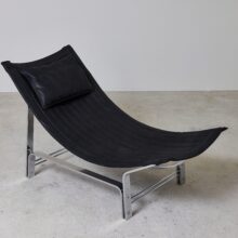 Italian lounge chair by Adalberto Dal Lago for Rossi Di Albizzate in chromed metal black leather 1970s 6 Italian lounge chair by Adalberto Dal Lago for Rossi Di Albizzate in chromed metal black leather 1970s 6