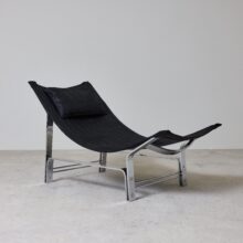 Italian lounge chair by Adalberto Dal Lago for Rossi Di Albizzate in chromed metal black leather 1970s 7 Italian lounge chair by Adalberto Dal Lago for Rossi Di Albizzate in chromed metal black leather 1970s 7