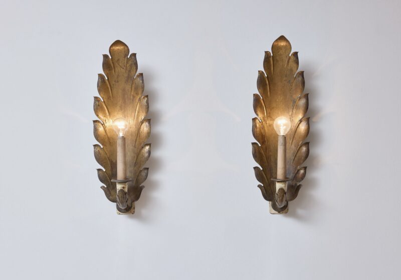 Pair of Italian wall sconces in gilt brass 1920s 1930s 1 Pair of Italian wall sconces in gilt brass 1920s 1930s 1