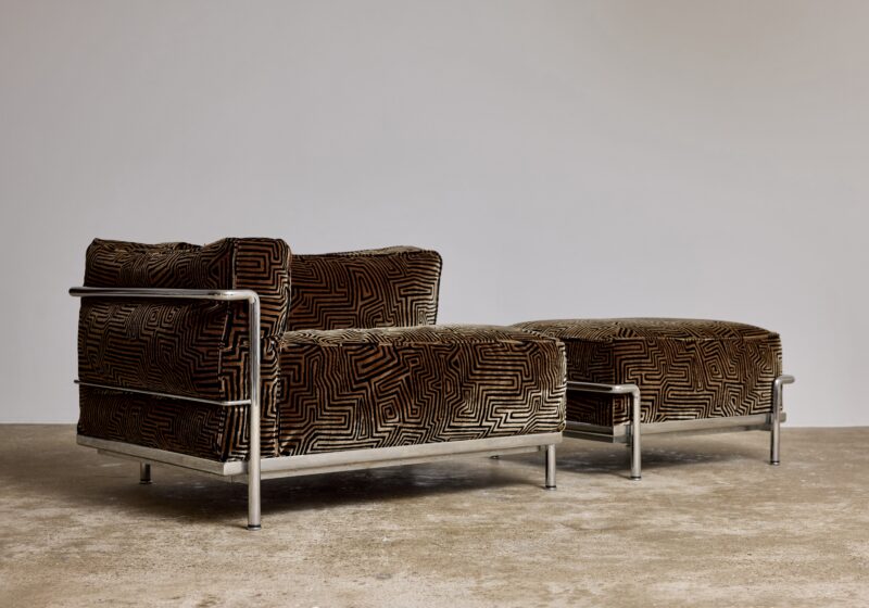 Le Corbusier LC3 lounge chair with ottoman for Cassina 1980s 1 Le Corbusier LC3 lounge chair with ottoman for Cassina 1980s 1