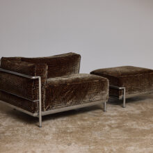 Le Corbusier LC3 lounge chair with ottoman for Cassina 1980s 3 Le Corbusier LC3 lounge chair with ottoman for Cassina 1980s 3