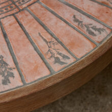 Pair of French ceramic coffee tables terracotta tiles 1960s French design in the manner of Roger Capron 6