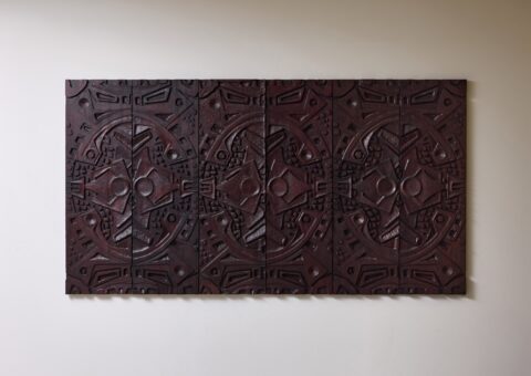 Wall sculpture panels by Gianni Pinna 1970 carved wood Italian design 1
