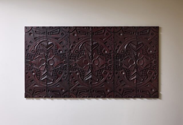 Wall sculpture panels by Gianni Pinna 1970 carved wood Italian design 1
